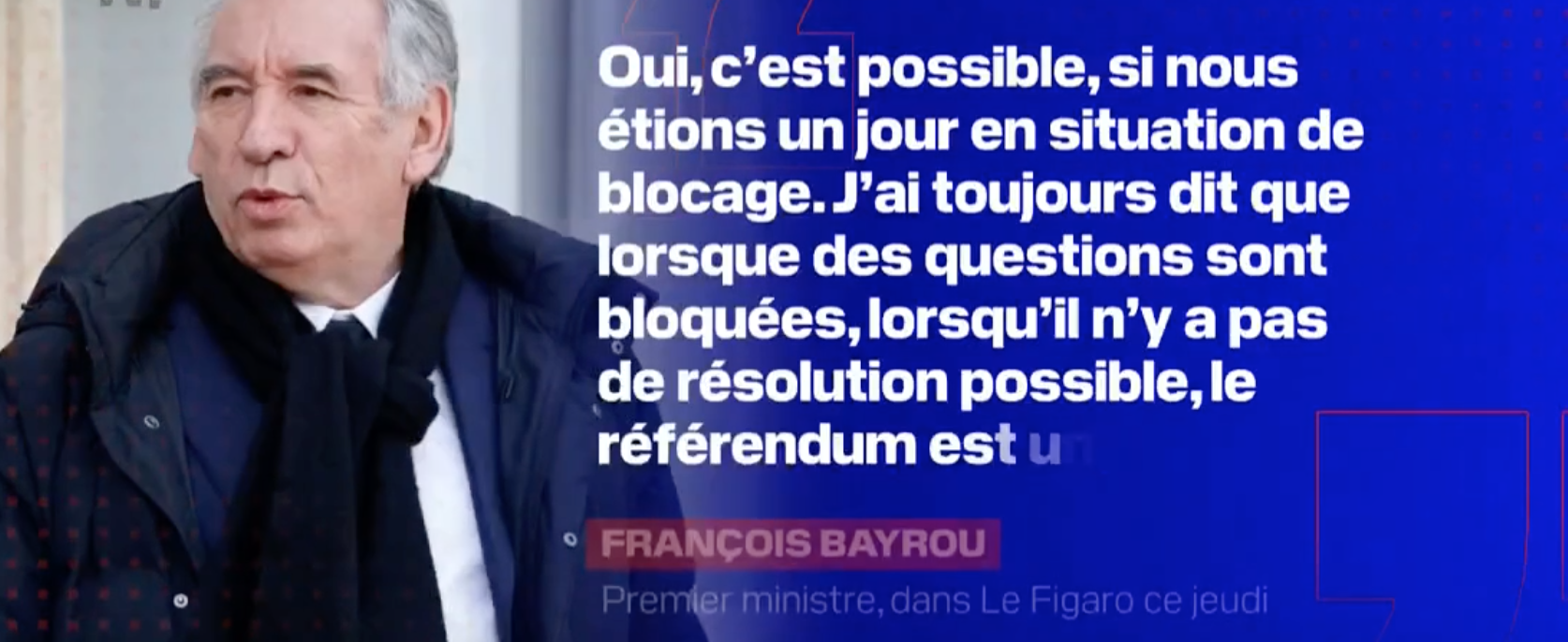 Réforme des retraites : François Bayrou ouvre la voie à un référendum en cas de "blocage"